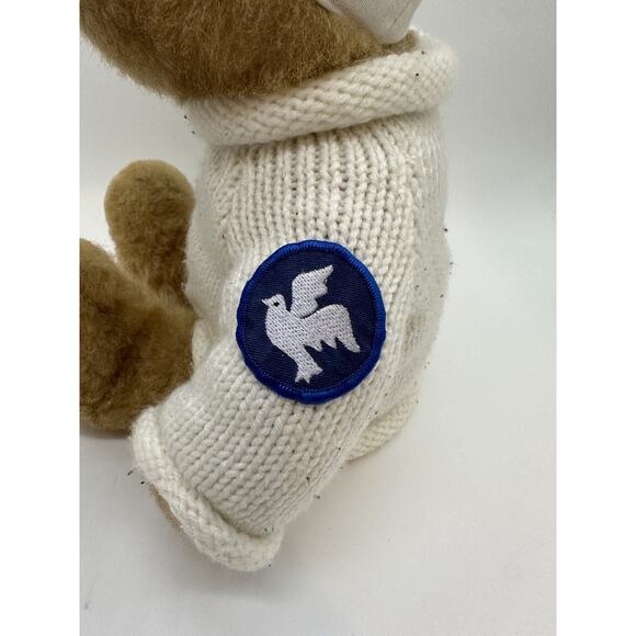 Patriotic Teddy Bear Plush 16” Knit Sweater Stuff Associates Peace Dove Patches - Picture 3 of 7